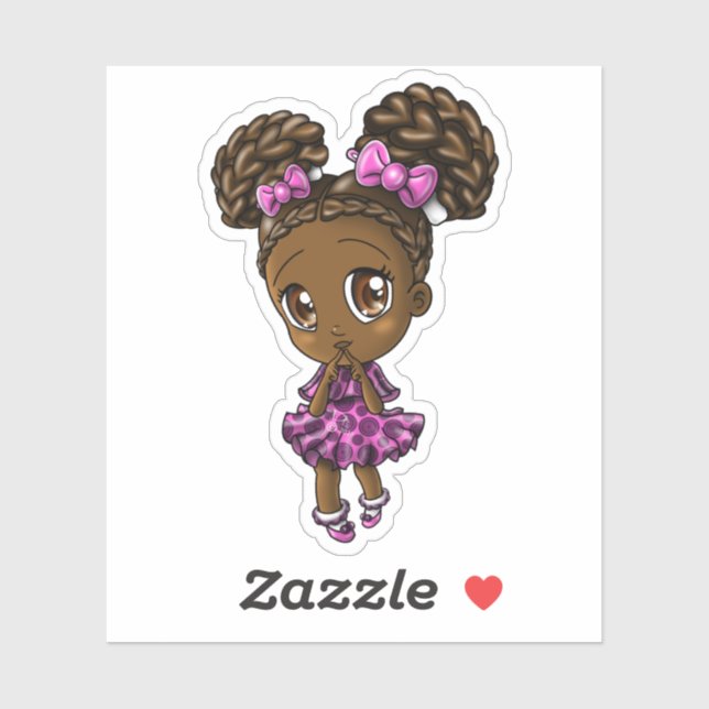 Cute African American Girl Sticker (Sheet)