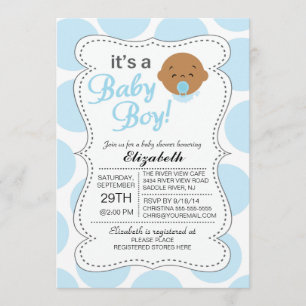 Cute African American It's a Baby Boy Baby Shower Invitation