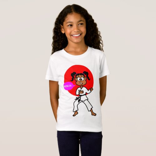 Cute African American Karate Girl T_shirt