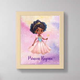 Cute African American Magical Princess Framed Art