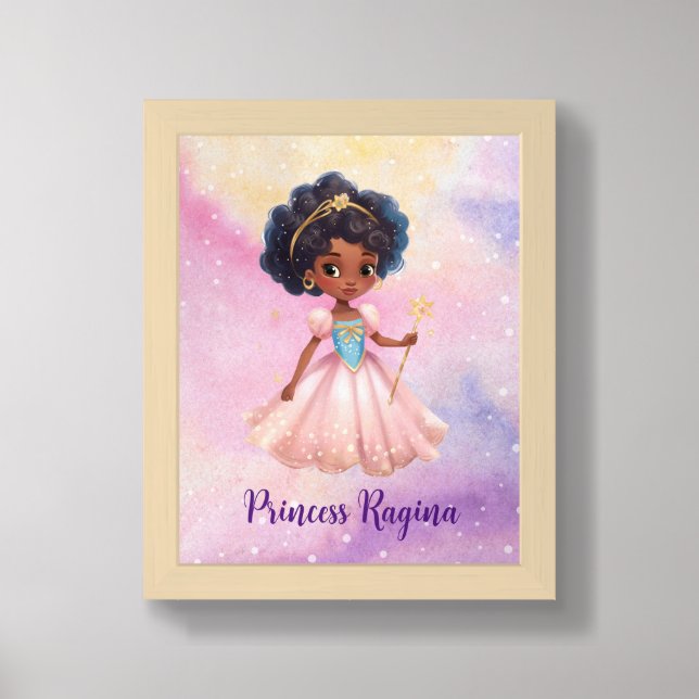 Cute African American Magical Princess Framed Art (Framed Front)