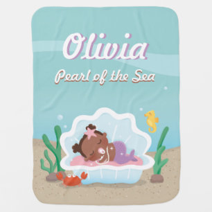 Cute African American Mermaid Baby Girl Blanket