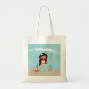 Cute African American Mermaid Girl Tote Bag