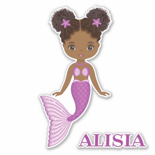 Cute African American Mermaid Vinyl Sticker