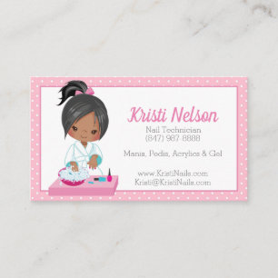 Cute African American Nail Tech Business Card