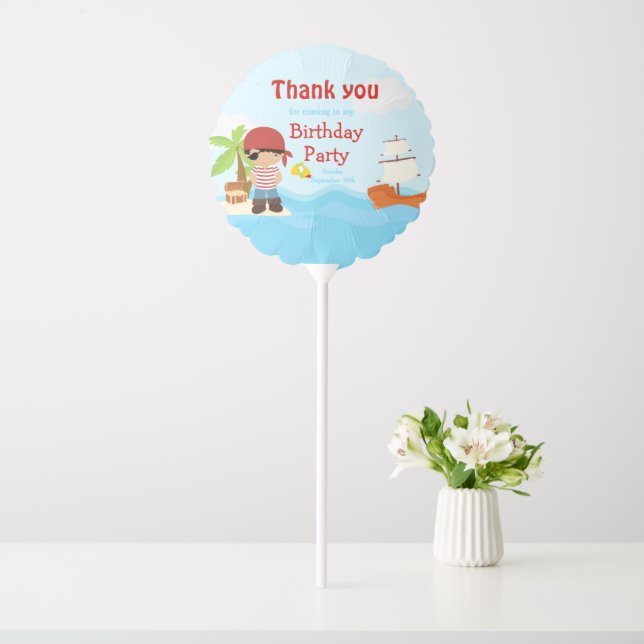 Cute African American Pirate Boy in Red Birthday Balloon (In SItu)