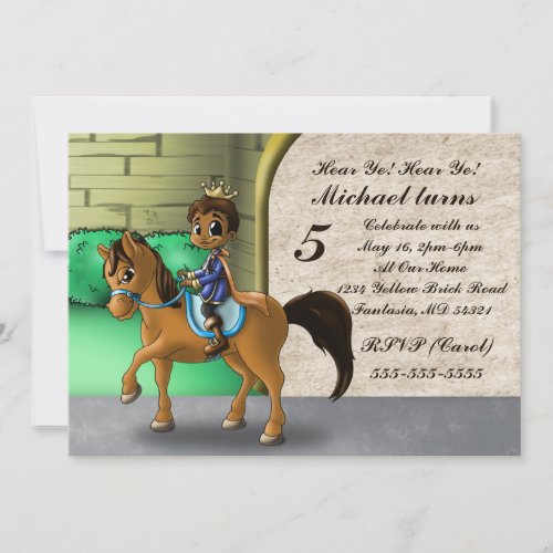 Cute African American Prince Birthday Invitation