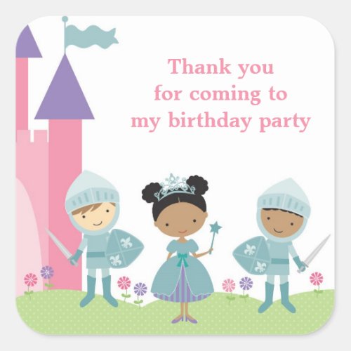 Cute African American Princess and Knight Stickers