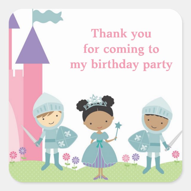 Cute African American Princess and Knight Stickers (Front)
