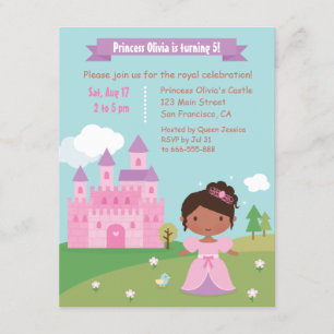 Cute African American Princess Birthday Party Invitation
