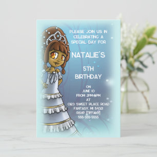 Cute African American Princess Birthday Party Invitation