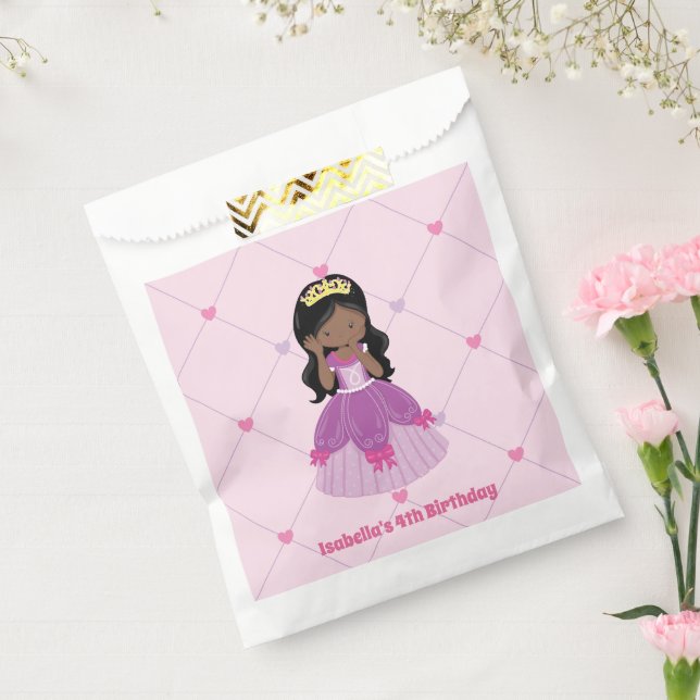 Cute African American Princess Pink Birthday Party Favor Bag (Sealed)