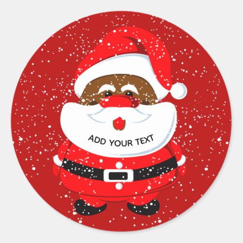 Cute African_American Santa Claus Christmas Classic Round Sticker
