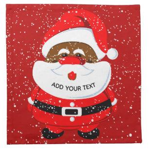 Cute African-American Santa Claus Christmas Cloth Napkin
