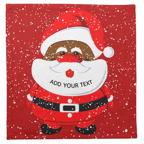 Cute African_American Santa Claus Christmas Cloth Napkin