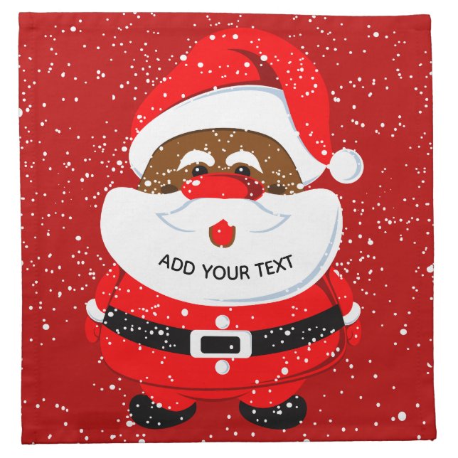 Cute African-American Santa Claus Christmas Cloth Napkin (Front)