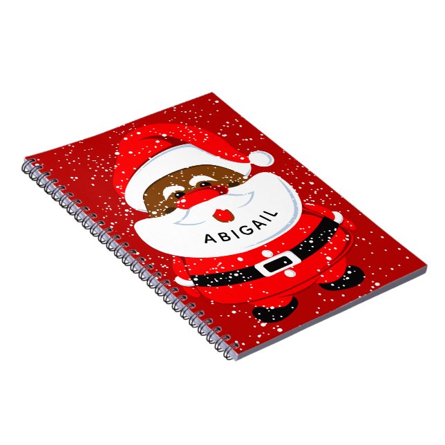 Cute African-American Santa Claus Christmas Notebook (Right Side)