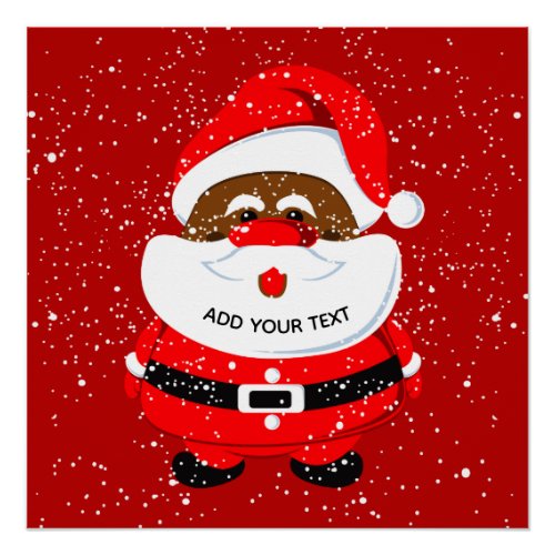 Cute African_American Santa Claus Christmas Poster