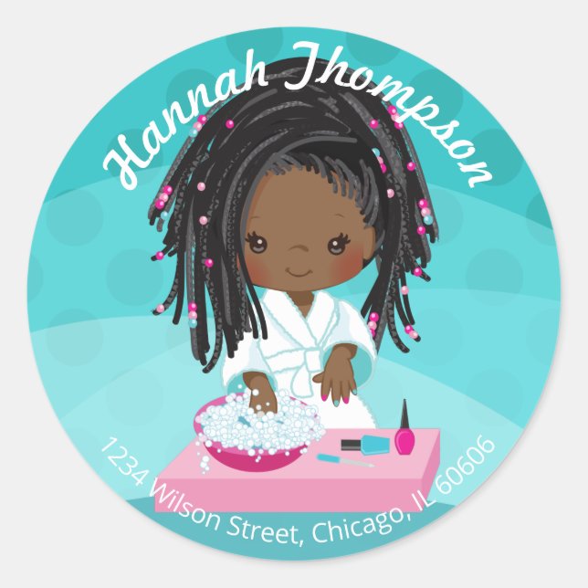 Cute African American Spa Girls Envelope Seals (Front)