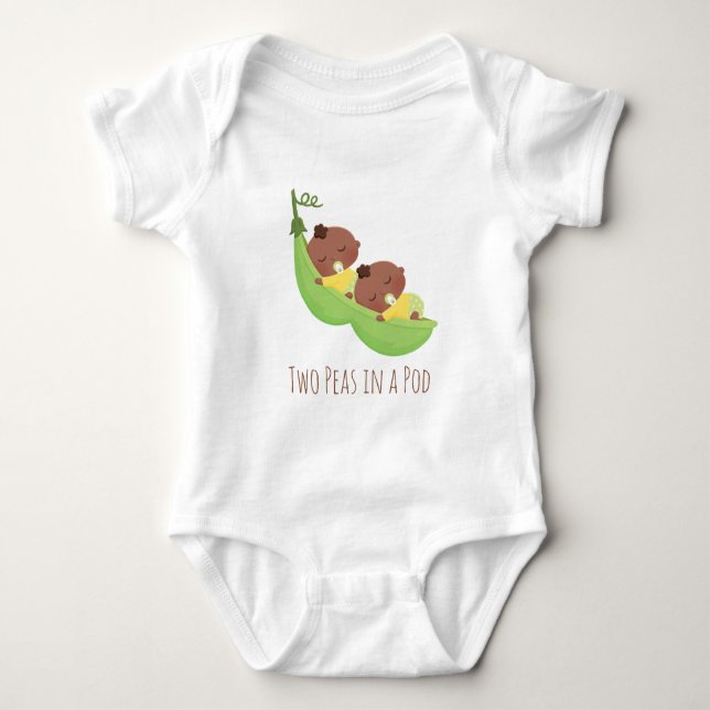 Cute African American Twins in Pod Baby Tee (Front)