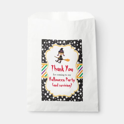 Cute African American Witch Halloween Favor Bag