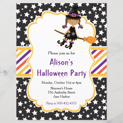 Cute African American Witch Halloween Party