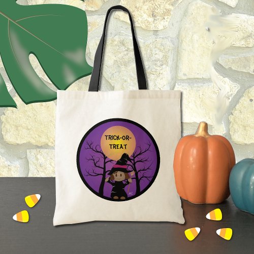 Cute African American Witch Trick_or_Treat Bag