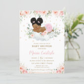 Cute African Blush Floral Girl Baby Shower Invitation (Standing Front)