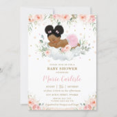 Cute African Blush Floral Girl Baby Shower Invitation (Front)