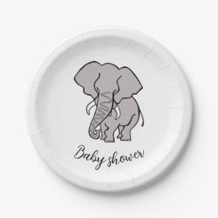 Cute African ELEPHANT - Baby shower- Party Paper Plates