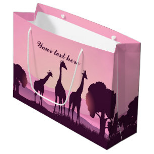 cute African giraffes add text Large Gift Bag