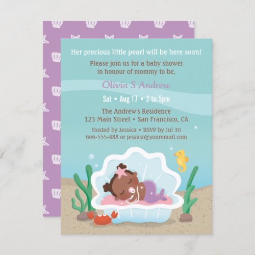 Cute African Mermaid Baby Shower Invitations