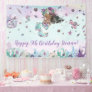 Cute African Mermaid Pool Birthday Party Backdrop Banner