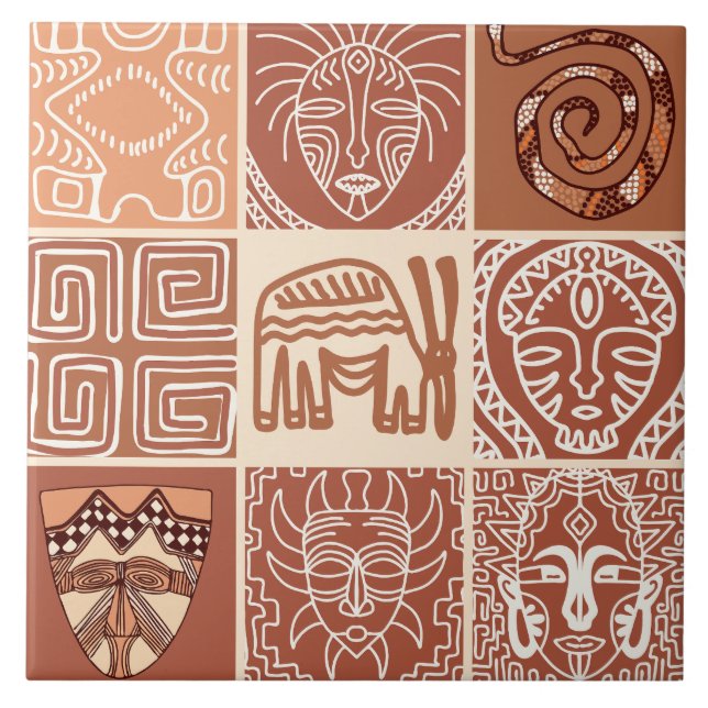 Cute African style pattern  Ceramic Tile (Front)