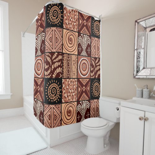 cute African tiled pattern Shower Curtain