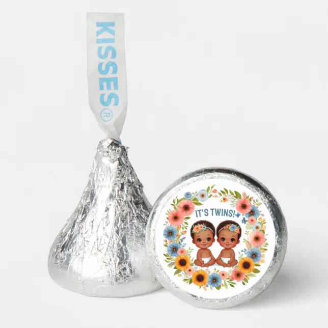 Cute African Twin Boys Baby Shower Watercolor Hershey®'s Kisses® | Zazzle