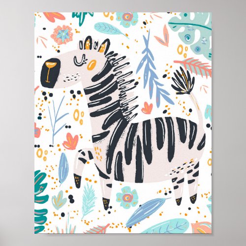 Cute African Zebra Nursery Poster