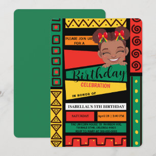 Cute afro African american girls Birthday party Invitation