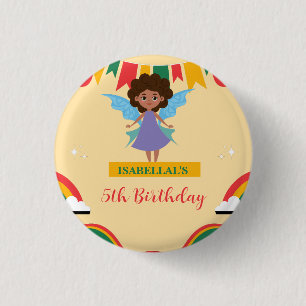 Cute afro angel African american girls Birthday Button