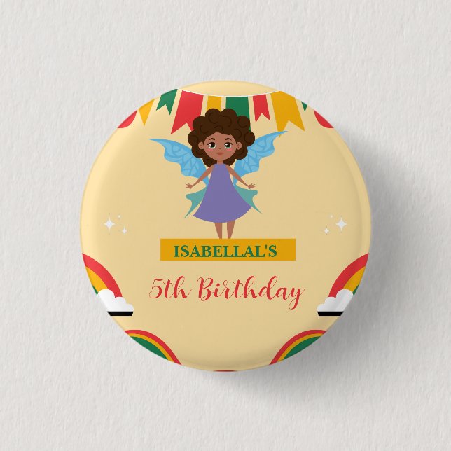 Cute afro angel African american girls Birthday  Button (Front)