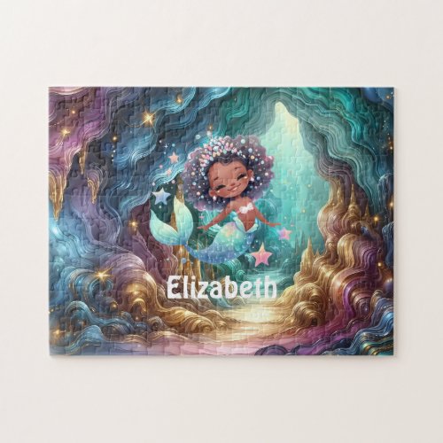 Cute Afro Girls Mermaid Under the Sea Apron Jigsaw Puzzle