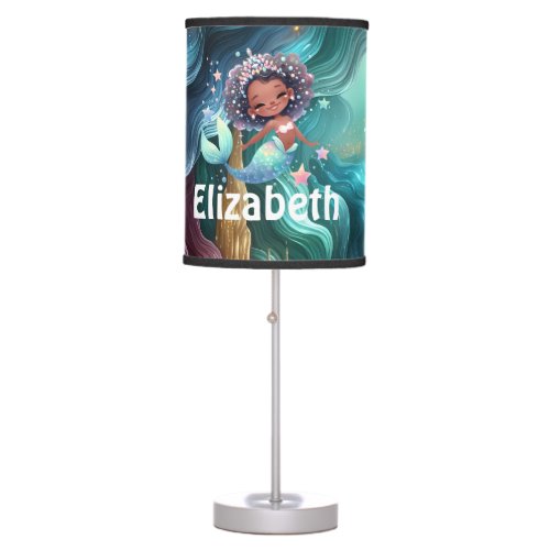 Cute Afro Girls Mermaid Under the Sea  Table Lamp