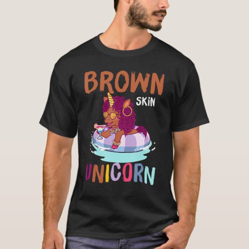 Cute Afro Natural Hair Brown Skin Unicorn Bhm Afri T_Shirt