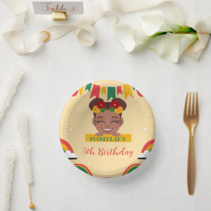 Cute afro rainbow African american girls Birthday Paper Bowls