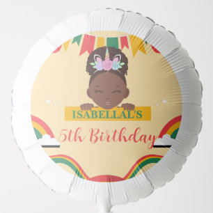 Cute afro unicorn African american girls Birthday  Balloon
