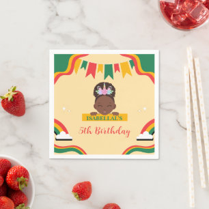 Cute afro unicorn African american girls Birthday  Napkins
