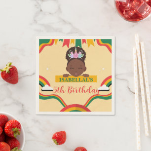 Cute afro unicorn African american girls Birthday  Napkins