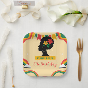 Cute afro women African american girls Birthday  Paper Plates