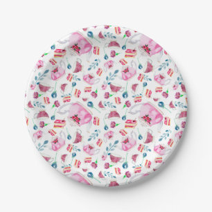 Cute Afternoon Tea Party Watercolor Floral Garden  Paper Plates
