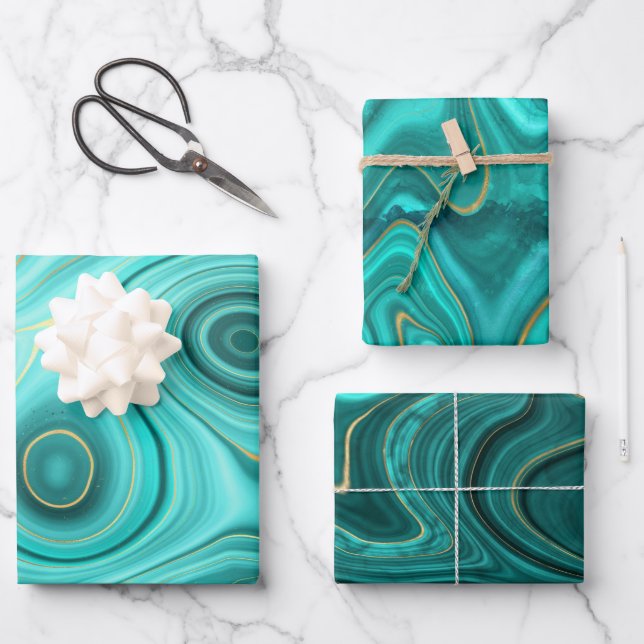 cute agate turquoise pattern party Wrapping Paper  (Front)